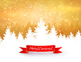 Gold and white winter landscape background © Sonya illustration