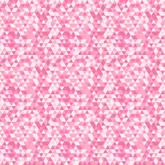 Geometric vector pattern with red and pink triangles. Seamless abstract background