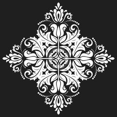 Elegant vector black and white ornament in classic style. Abstract traditional pattern with oriental elements