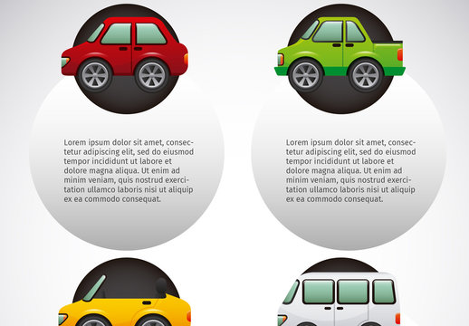 Transportation Data Infographic with Car and Truck Icons 1