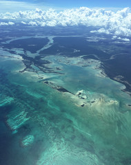 Fototapeta na wymiar Aerial view of uninhabited Bahamas islands