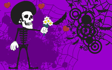 skeleton cartoon halloween background in vector format