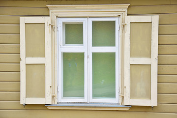 window and wooden wall