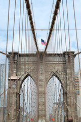 Fototapeta na wymiar Crossing the Brooklyn bridge
