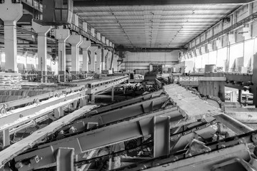 Sawmill. The process of cutting logs into boards. Automatic line