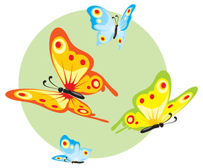 Fototapeta na wymiar flying color butterflies