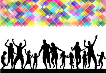 Family silhouettes . Abstract background.