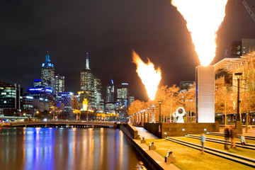 By the Yarra river in Melbourne at night - 124630148