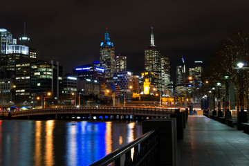 By the Yarra river in Melbourne at night