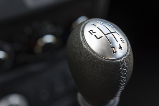 Six-speed shifter in the car.