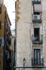 Narrow street in the Gothic quarters of Barcelona