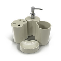 Fototapeta na wymiar Bathroom accessories on white 3D Illustration
