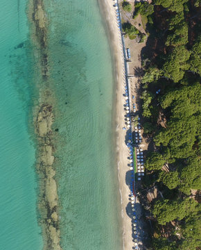 Overhead panoramic view of Torre Mozza, Tuscan Beach, Italy © jovannig