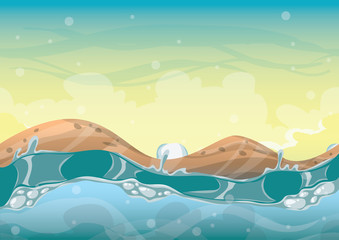 cartoon vector sea background with separated layers for game art and animation game design asset in 2d graphic