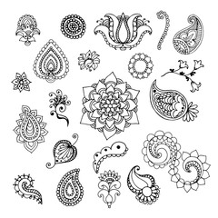 Henna doodle vector elements