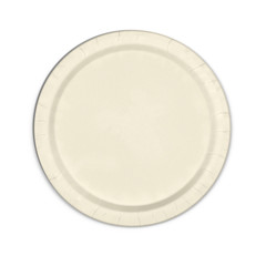 Disposable paper plate isolated on a white. Top view. 3D illustration