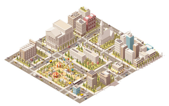 Vector isometric low poly city