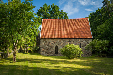 Fototapeta na wymiar Lovoy kapell - medieval chapel on the spring's water site