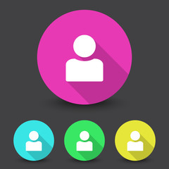 White Profile icon in different colors set