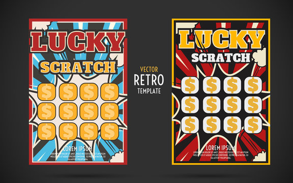 scratch off lottery ticket vector design template