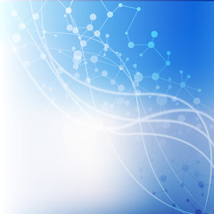 Structure molecule and communication Dna, atom, neurons. Science concept for your design. Connected lines with dots. Medical, technology, chemistry, science background. Vector illustration.