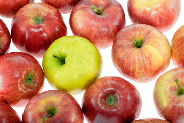 ripe red apples on a white background