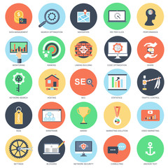 Flat conceptual icons search engine optimization tools