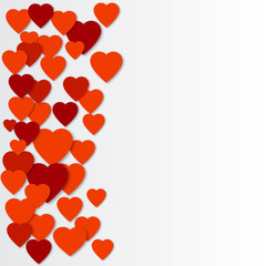 Beautiful hearts vector background or card. Bright pink paper hearts template for banner, flyer, wedding, anniversary, birthday, Valentine's day, party, poster, invitation, brochure. Hearts background