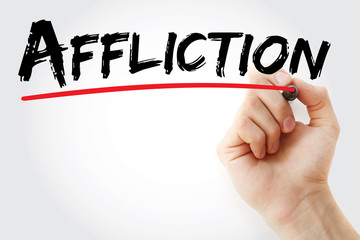 Hand writing Affliction with marker, concept background