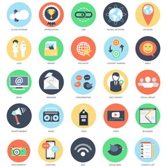 Flat conceptual icons social network