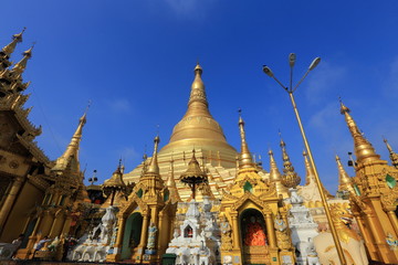 Shwedagon Paya pagoda Myanmer famous sacred place and tourist attraction landmark,Yangon, Myanmar 