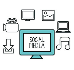 social media concept flat icons vector illustration design