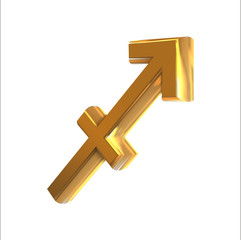 Obraz premium Golden zodiac sign Sagittarius, object made with mesh