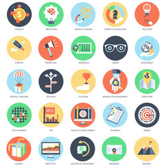 Flat conceptual icons office and business