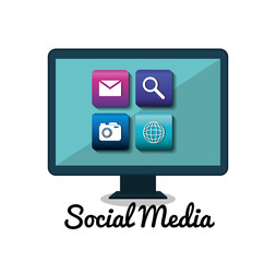 social media concept flat icons vector illustration design