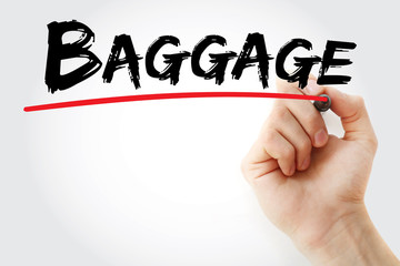 Hand writing Baggage with marker, concept background