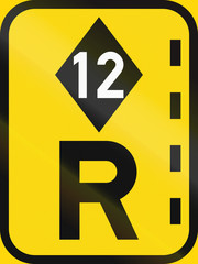 Temporary road sign used in the African country of Botswana - Reserved lane for high-occupancy vehicles