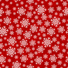 Christmas seamless pattern with white red snowflakes