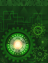 Background of futuristic technology in green shades