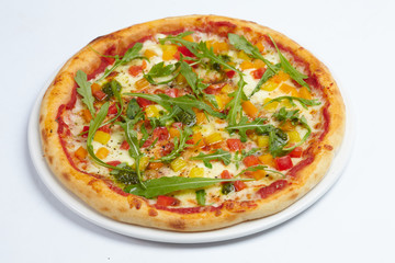 pizza on the white