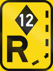 Temporary road sign used in the African country of Botswana - Start of a reserved lane for high-occupancy vehicles