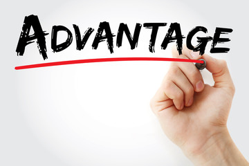 Hand writing Advantage with marker, concept background