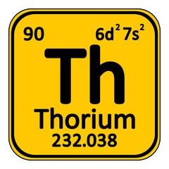 Periodic table element thorium icon on white background. Vector illustration.