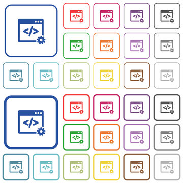 Web development color outlined flat icons