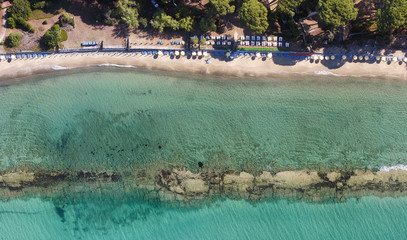 Fototapeta premium Overhead panoramic view of Torre Mozza, Tuscan Beach, Italy