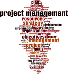 Project management word cloud concept. Vector illustration