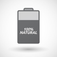 Isolated  battery icon with    the text 100% NATURAL