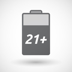 Isolated  battery icon with    the text 21+