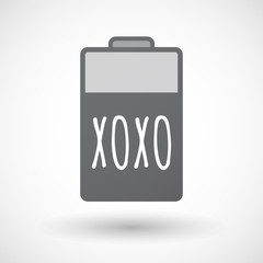 Isolated  battery icon with    the text XOXO