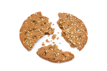 Healthy cereal bread isolated on white background